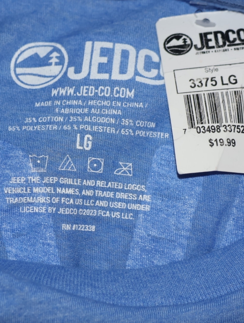 Officially Licensed Jeep-Duck Yeah Short Sleeve Crewneck Tee-Blue. Large. Unisex - Picture 5 of 5